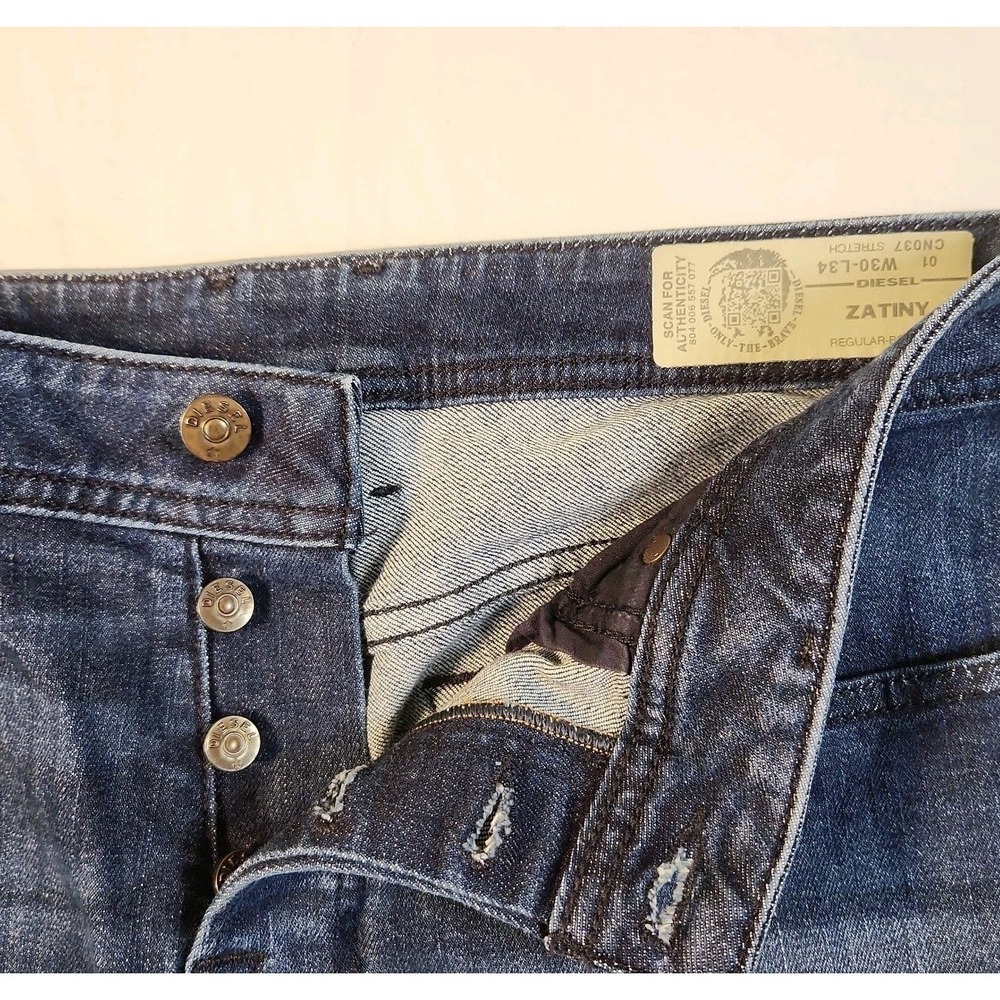 Diesel Zatiny Jeans Men 30x34 Blue Stretch Medium Wash CN037 - Picture 7 of 8
